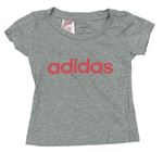 Sivé melírované tričko s nápisom Adidas