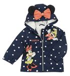 Tmavomodrá bodkovaná šušťáková jarná bunda s Minnie a kapucňou Disney