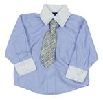 Svetlomodrá vzorovaná košeľa s kravatou