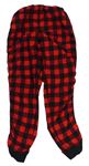 Červeno-čierne kockované fleecové pyžamové nohavice s pruhmi Next