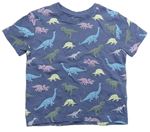 Tmavomodro/šedé melírované tričko s dinosaurami PRIMARK