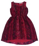 Tmavočerveno-čierne vzorované šifónové šaty s cvokmi  Freespirit