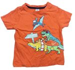 Tmavooranžové tričko s dinosaurami dopodopo