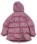 Růžová šusťáková zimní bunda s kapucí 