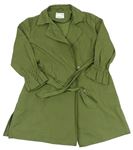 Khaki šušťákový jarný kabát s opaskom Zara