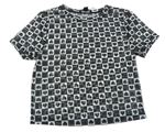 Čierno-sivé kockované sieťované crop tričko so srdiečkami New Look