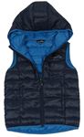 Tmavomodrá šušťáková prošovaná zateplená vesta s kapucňou Freedom Trail