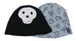 2x Čierna čapica s lebkou + Modrá čepice Mickey mousem George