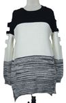 Dámsky čierno-bielo-sivý sveter s prestrihmi Primark