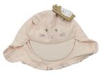 Bielo-ružová pruhovaná plážová čapica s mačičkou Nutmeg
