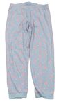 Svetlomodré bodkovaná é pyžamové nohavice so srdiečkami