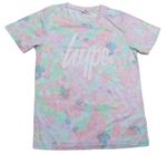 Ružovo-mátové batikované tričko s logom Hype