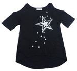 Čierne tričko s hvězdou z flitrů H&M