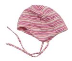 Ružovo-biela pruhovaná bavlnená čapica