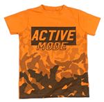 Oranžovo-army športové tričko s nápisom