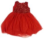 Červené tylové slávnostné šaty s flitrami PRIMARK
