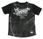 Čierno-sivé vzorované športové tričko s logom Sonneti