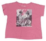 Ružové melírované crop tričko s potlačou Alive