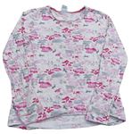 Bielo-ružovo-sivé vzorované pyžamové tričko Sanetta