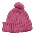 Ružová trblietavá pletená čapica s brmbolcom