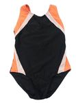 Čierno-oranžové jednodielne plavky Next