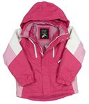 Ružovo-biela šušťáková lyžiarska bunda s kapucňou F&F
