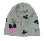 Sivá melírovaná čapica s Mickey a Minnie zn.