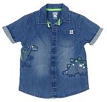 Modrá rifľová košeľa s dinosaurami F&F