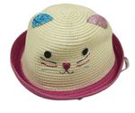 Krémový slaměný klobúk s mačičkou