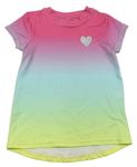 Farebné duhové športové tričko so strieborným srdiečkom Topolino