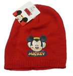 Červená pletená ľahká čapica s Mickeym Disney
