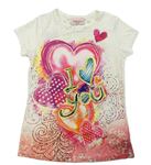 Smetanovo-ružovo-farebné vzorované tričko s kamienkami