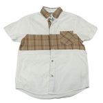Bielo-béžová košeľa s kockovaným vzorom a kapsičkou Next