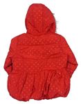 Červená puntíkovaná šusťáková zimní bunda s kapucí zn. Mothercare