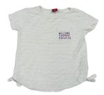 Biele rebrované tričko s nápismi S. Oliver