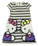 Béžovo-tmavomodré pruhované teplákové šaty s Hello Kitty H&M