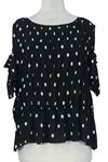 Dámska čierno-biela bodkovaná blúzka s volnými rameny Zara