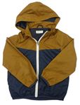 Tmavomodro-skořicová šušťáková jarná bunda s kapucňou H&M