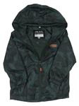 Tmavozeleno-sivá vzorovaná šušťáková jarná bunda s kapucňou F&F