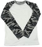 Bielo-sivé pyžamové tričko s army rukávy F&F