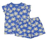 2set- modré kvetinové tričko+ kraťasy Next