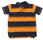 Tmavomodro-oranžové pruhované polo tričko GAP