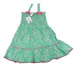 Zelené kvetované ľahké šaty s mašľami