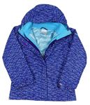 3v1 Modrá kockovaná šušťáková bunda s kapucí + fleecová mikina Columbia