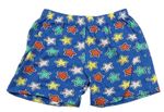 Modré pyžamové kraťasy s farebnými hviezdičkami