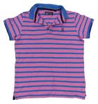 Ružovo-modré pruhované polo tričko s výšivkou Next