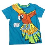 Modrozelené tričko s papouškem C&A