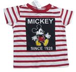 Červeno-biele pruhované tričko s Mickey mousem C&A