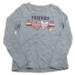 Sivé melírované pyžamové tričko s nápisom a srdci Pepperts