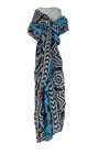 Dámska čierno-bielo-modrá vzorovaná šál